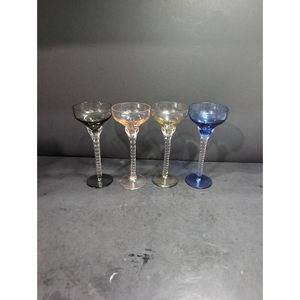 Blefeld Italian Glass Twisted Stem Champagne Glasses, Set Of 4 Elegant Drinkware